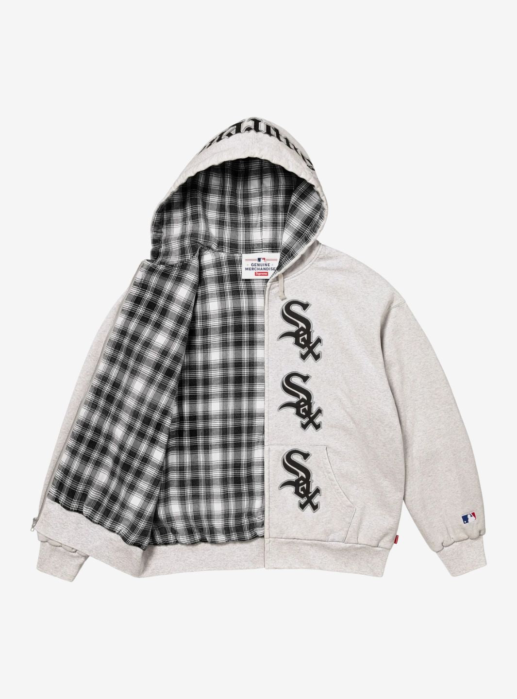 Supreme Chicago White Sox Zip Up Hooded Sweatshirt Grey