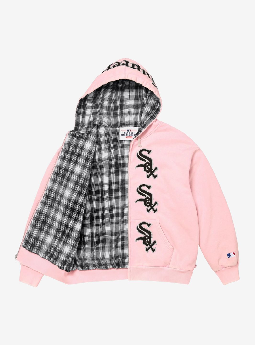 Supreme Chicago White Sox Zip Up Hooded Sweatshirt Light Pink