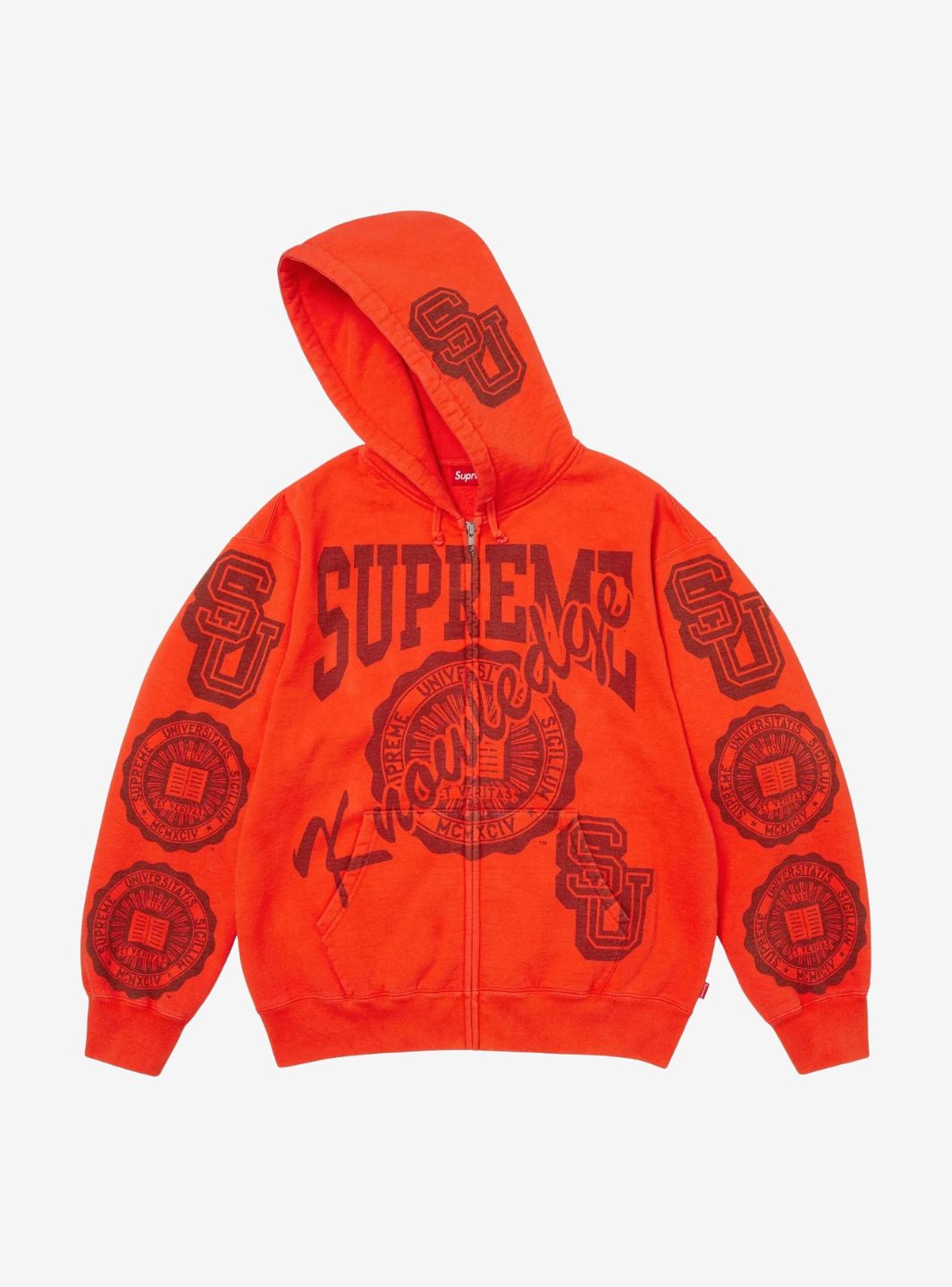 Supreme Knowledge Reigns Zip Up Hooded Sweatshirt Red