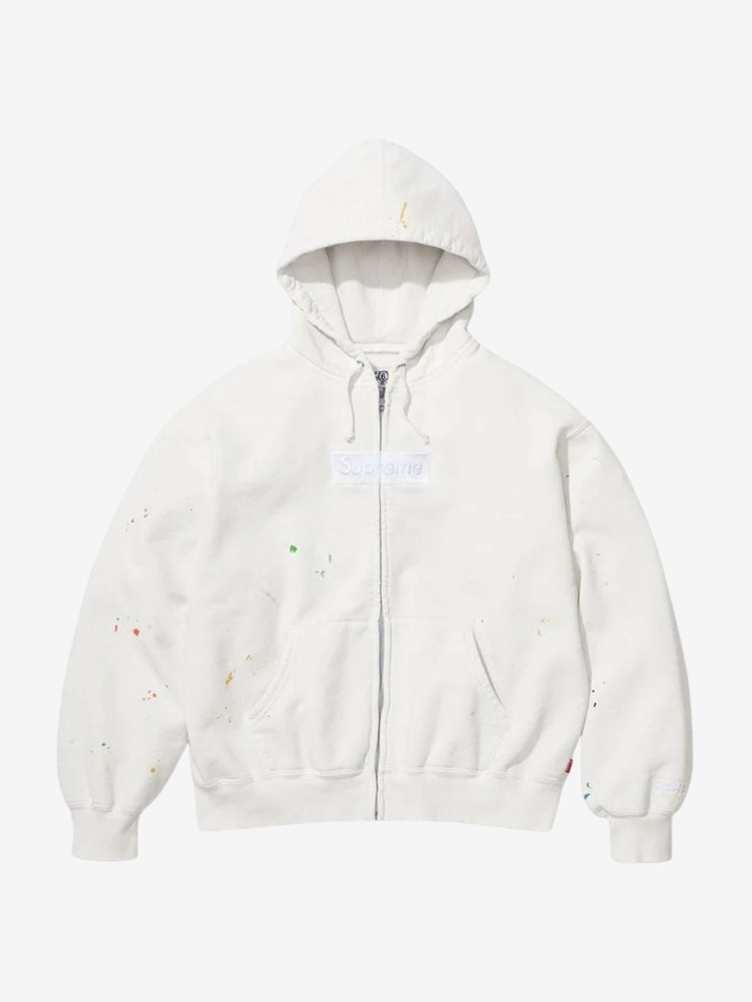 Supreme MM6 Maison Margiela Box Logo Zip Up Hooded Sweatshirt White